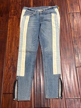 rag & bone Skinny Jeans with Cream Side Stripes